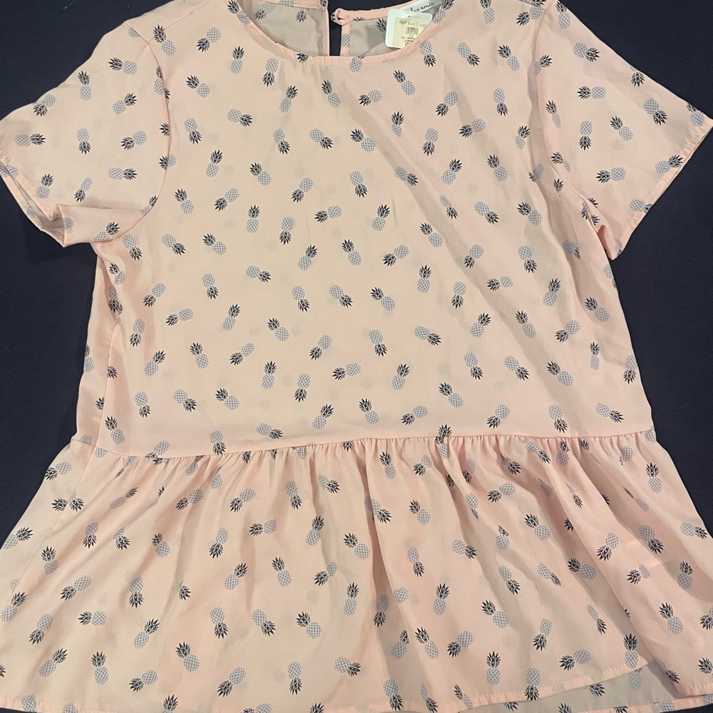 Aprico Light Pink Blouse with pineapple Print